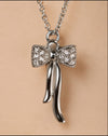 Sparkling Bow Pendant Necklace β Elegant Silver Bow Charm Necklace for Women