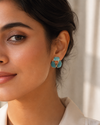 Shreevika Aqua Blue Enamel Abstract Stud Earrings | Gold-Tone Contemporary Geometric Earrings for Women & Girls | Lightweight Statement Fashion Jewelry