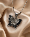 Crystal Butterfly Pendant Necklace for Women – Silver Plated