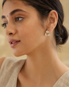Shreevika Gold-Plated Mother of Pearl Floral Stud Earrings for Women | Elegant Korean Minimal Earrings | Lightweight Daily Wear Fashion Jewelry