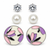 Shreevika Set of 3 Crystal, Pearl and Floral Stud Earrings for Women and Girls