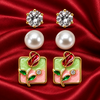 Shreevika Set of 3 Crystal, Pearl and Red Rose Stud Earrings for Women
