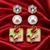 Shreevika Set of 3 Crystal, Pearl and Red Rose Stud Earrings for Women