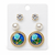 Shreevika Set of 3 Gold-Plated Crystal, Pearl and Blue Floral Stud Earrings for Women