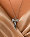 Sparkling Bow Pendant Necklace β Elegant Silver Bow Charm Necklace for Women