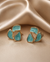 Shreevika Aqua Blue Enamel Abstract Stud Earrings | Gold-Tone Contemporary Geometric Earrings for Women & Girls | Lightweight Statement Fashion Jewelry