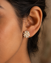 Shreevika White Opal Floral Stud Earrings | Gold-Plated Crystal Flower Stud Earrings for Women & Girls | Elegant Lightweight Party Wear Fashion Jewelry
