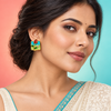 Shreevika Set of 3 Crystal, Pearl and Turquoise Rose Stud Earrings for Women