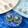 Shreevika Set of 3 Gold-Plated Crystal, Pearl and Blue Floral Stud Earrings for Women