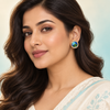 Shreevika Set of 3 Gold-Plated Crystal, Pearl and Blue Floral Stud Earrings for Women