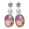 Shreevika Purple & Peach Floral Stud Earrings Combo – 3 Pairs