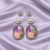Shreevika Purple & Peach Floral Stud Earrings Combo – 3 Pairs