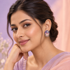Shreevika Purple & Peach Floral Stud Earrings Combo – 3 Pairs