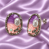 Shreevika Purple & Peach Floral Stud Earrings Combo – 3 Pairs