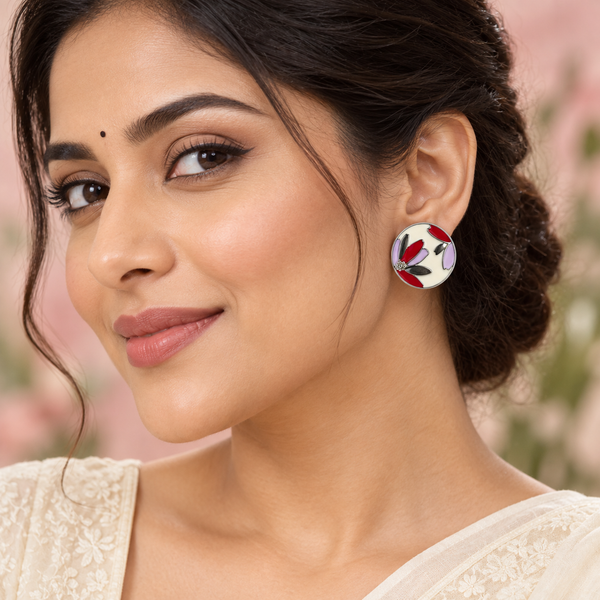 Shreevika Floral, Pearl-Look & Clear Stud Earrings Combo – 3 Pairs