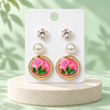Shreevika Combo of 3 Pairs Stud Earrings for Women & Girls | Crystal, Pearl and Pink Floral Earrings | Gold-Tone Contemporary Fashion Jewellery