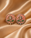 3 Pairs Floral Enamel Stud Earrings Set for Women | Pearl, CZ Diamond & Peach Flower Studs | Gold-Plated Fashion Jewelry