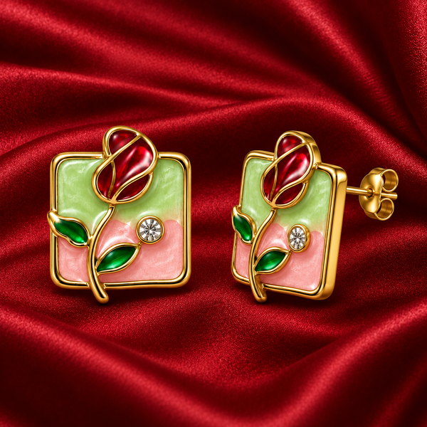 Shreevika Set of 3 Crystal, Pearl and Red Rose Stud Earrings for Women