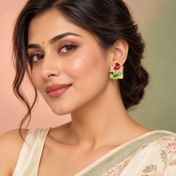 Shreevika Gold-Plated Floral Stud Earrings Combo for Women & Girls – Pack of 3 Pairs