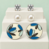 Shreevika Blue Floral, Pearl-Look & Clear Stud Earrings – 3 Pairs