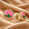 Shreevika Combo of 3 Pairs Stud Earrings for Women & Girls | Crystal, Pearl and Pink Floral Earrings | Gold-Tone Contemporary Fashion Jewellery