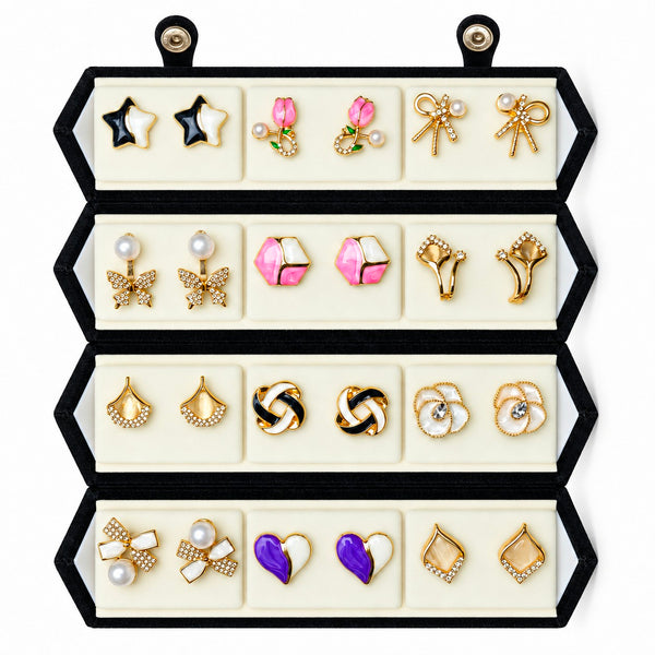 Shreevika Combo of 12 Pairs Gold-Tone Stud Earrings for Women & Girls | Pearl, Floral, Heart, Star & Bow Designs | Contemporary Fashion Jewellery