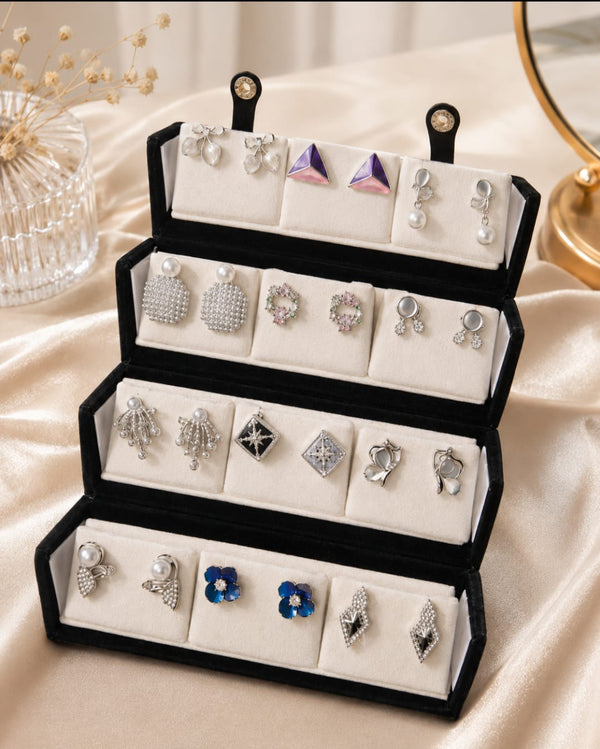 Elegant Korean Style Stud Earrings Set – 8 Pairs